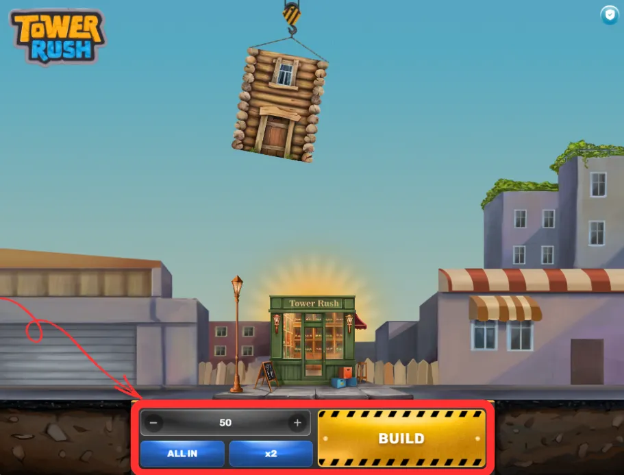Scegli la puntata da €0,01 a €100, premi Build